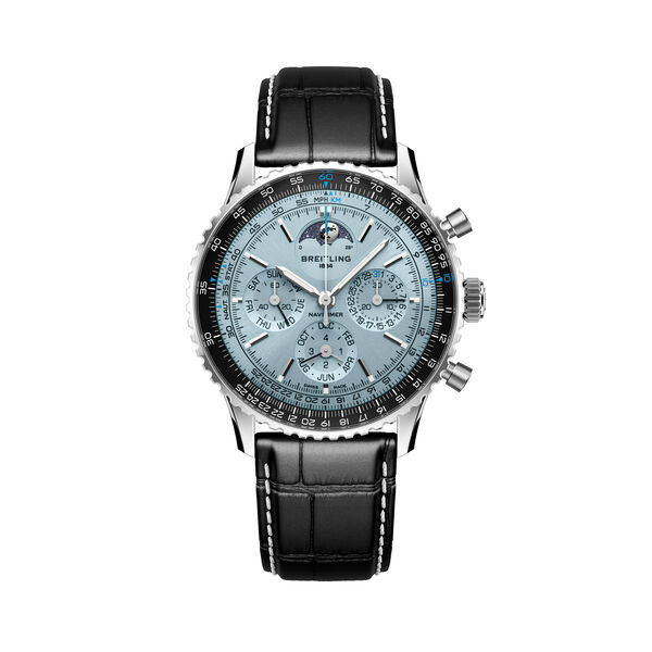 Navitimer 43 mm calendrier perp&eacute;tuel automatique en acier inoxydable et platine